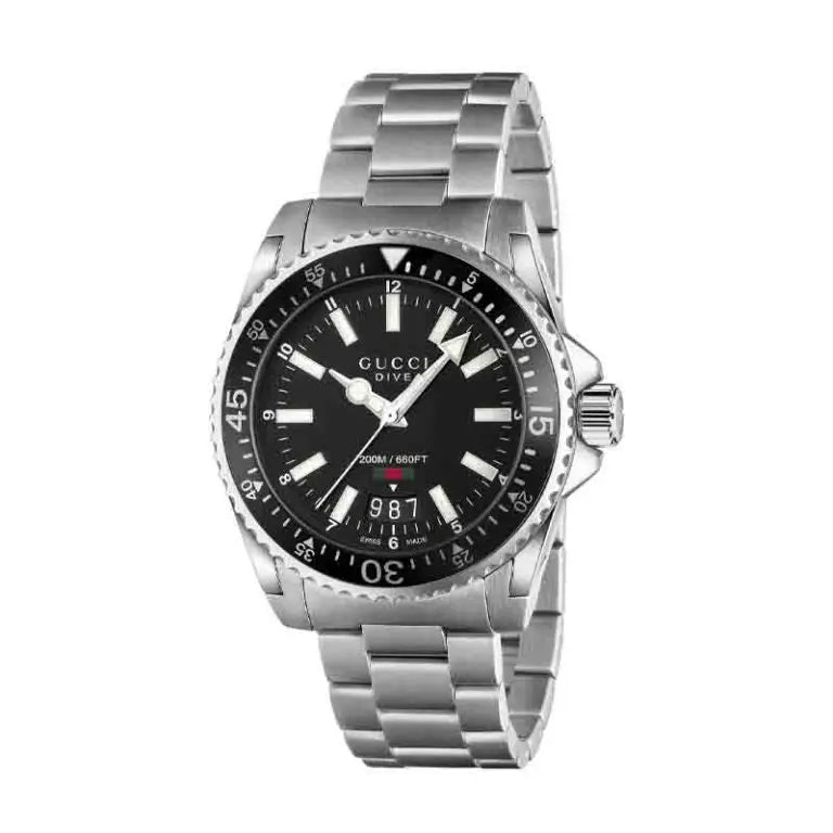 Gucci Men’s Swiss Made Quartz Stainless Steel Black Dial 40mm Watch YA136301