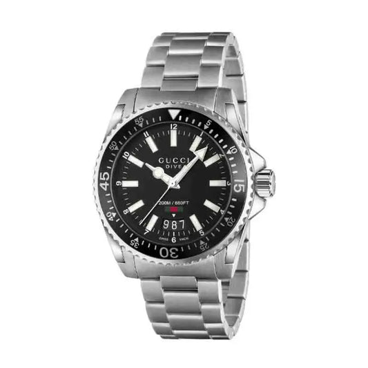 Gucci Men’s Swiss Made Quartz Stainless Steel Black Dial 40mm Watch YA136301