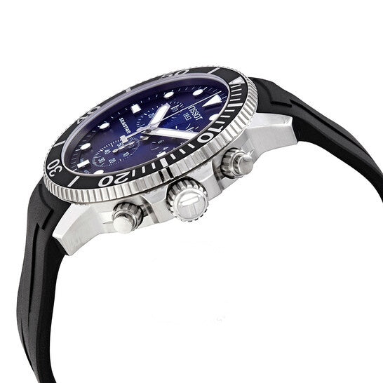 TISSOT Men’s Quartz Swiss Made Black Silicone Strap Blue Dial 45mm Watch T120.417.17.041.00