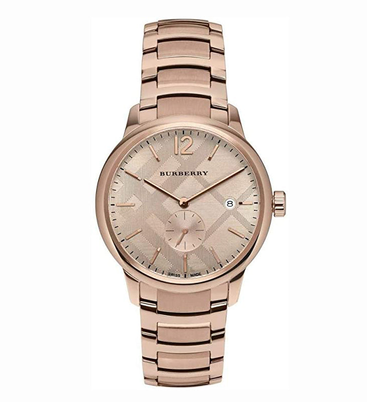 Burberry Men’s Swiss Made Stainless Steel Rose Gold Dial 40mm Watch BU10013