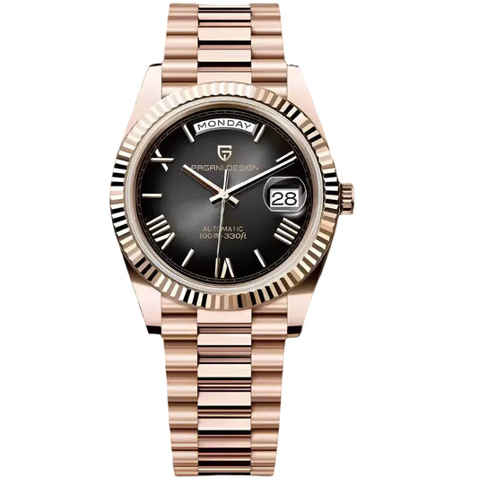 Pagani Design Rose Gold Stainless Steel black Dial Automatic Watch for Gents - PD-1783RB