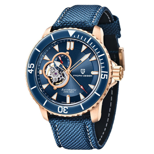 Pagani Design Rose Gold Stainless Steel Blue Dial Automatic Watch for Gents - PD-1674