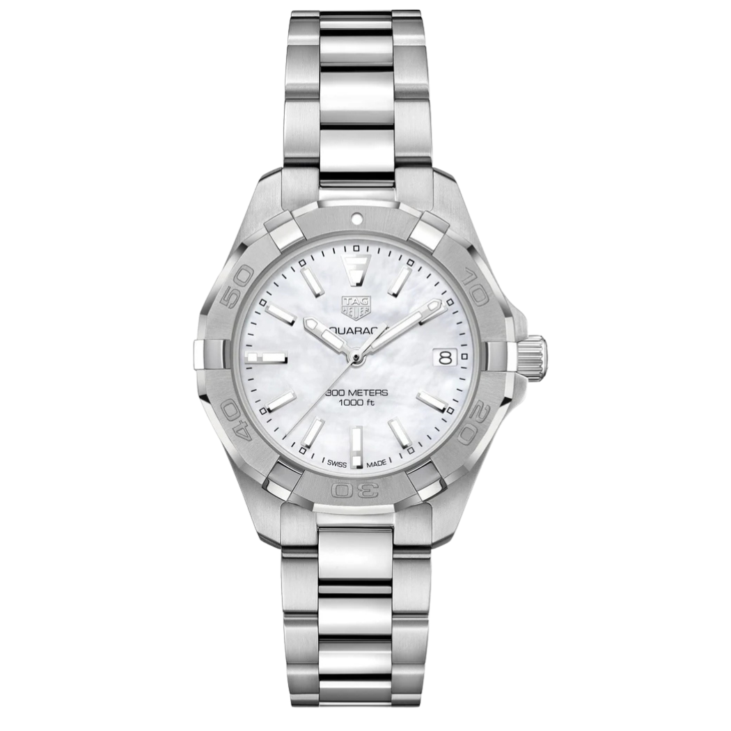 Tag Heuer Aquaracer Silver Stainless Steel White Mother of Pearl Dial Quartz Watch for Ladies- WBD1311.BA0740