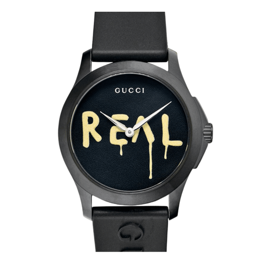 ساعة غوتشي غوست جي-تايمليس سوداء من السيليكون، مينا أسود، كوارتز للرجال - GUCCI YA1264017