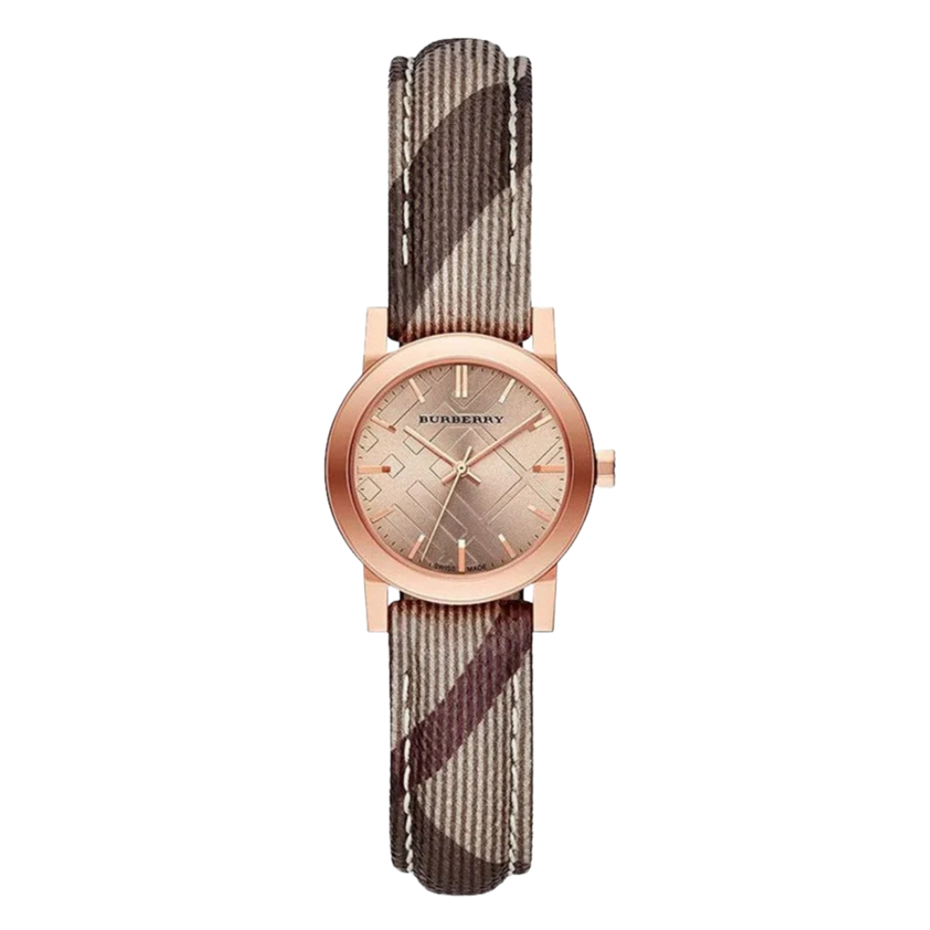 Burberry The City Multicolor Leather Strap Rose Gold Dial Quartz Watch for Ladies - BU9236
