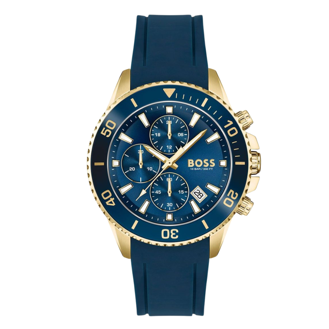 HUGO BOSS Admiral Blue Silicone Strap Blue Dial Chronograph Quartz Watch for Gents - 1513965