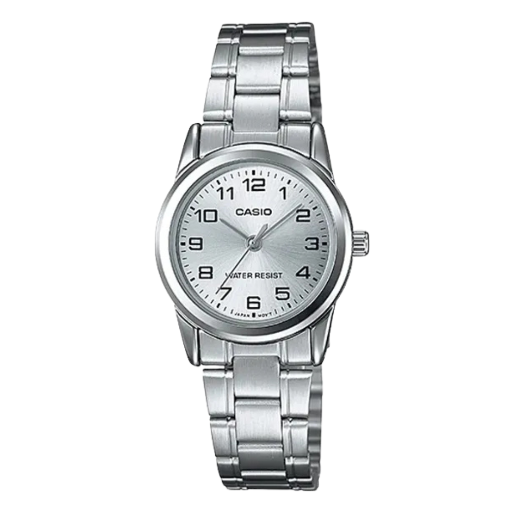Casio Silver Stainless Steel Silver Dial Quartz Watch for Ladies - CASIO LTP-V001D-7BUDF