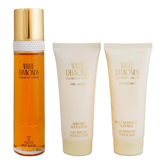 مجموعة هدايا عطر إليزابيث تايلور وايت دايموندز أو دو تواليت – 100 مل أو دو تواليت + 100 مل لوشن للجسم + 100 مل غسول للجسم