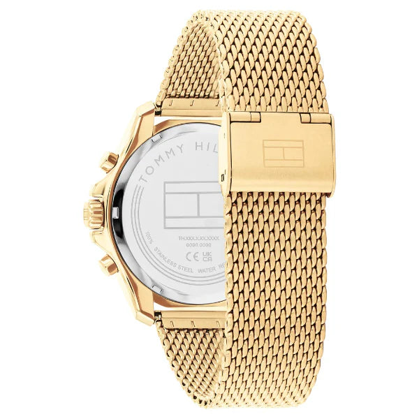 Tommy Hilfiger Jordan Gold Mesh Bracelet Green Dial Chronograph Quartz Watch for Gents - 1792093