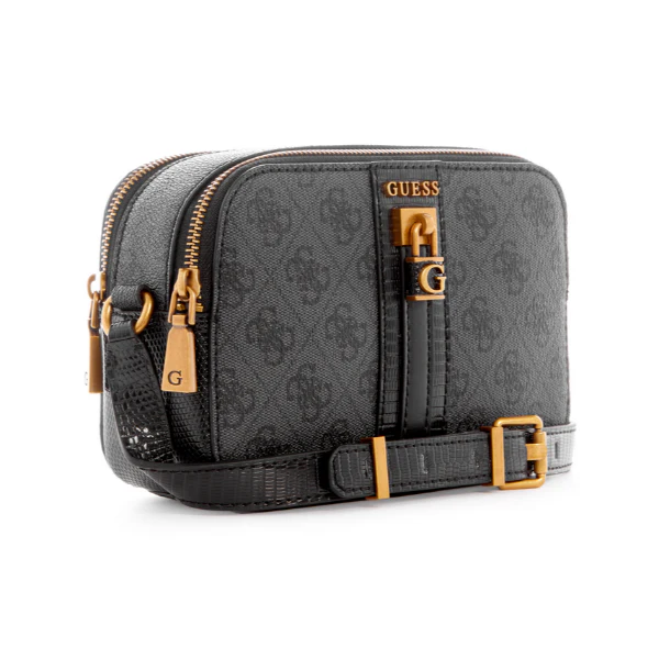 حقيبة كروسبودي من الجلد الأسود من Guess Ginevra Logo Camera