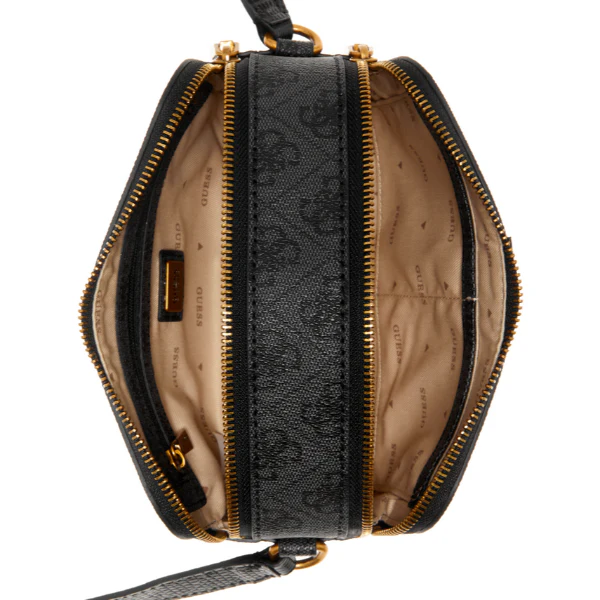 حقيبة كروسبودي من الجلد الأسود من Guess Ginevra Logo Camera