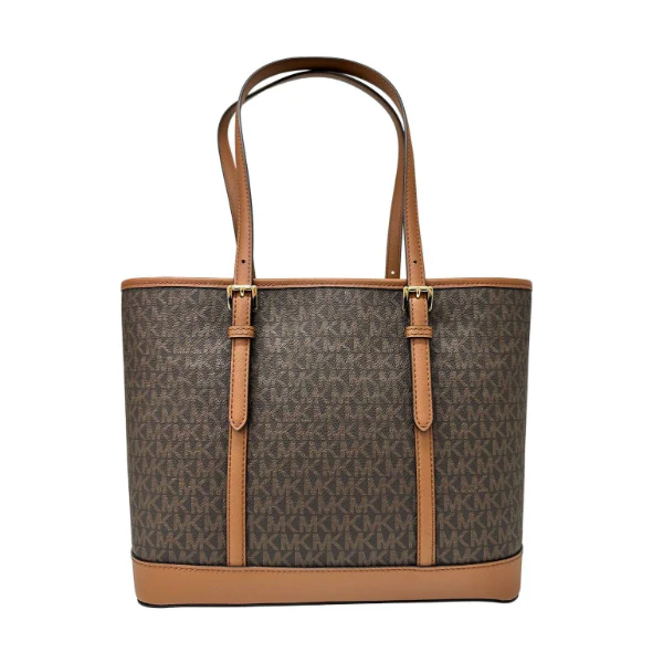 Michael Kors Jet Set Travel Medium Logo Top-Zip Brown Handbag - 35SOGTVT1V