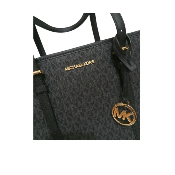 Michael Kors Jet Set Travel Medium Logo Top-Zip Black Handbag - 35SOGTVT1V
