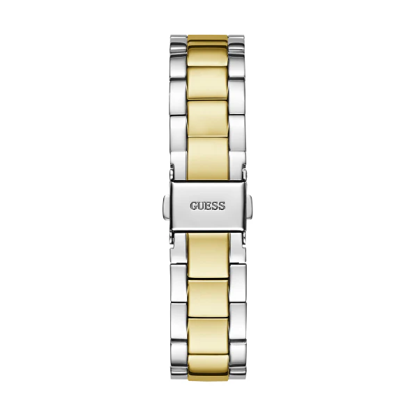 ساعة Guess Luna ثنائية اللون من الفولاذ المقاوم للصدأ، مينا فضي، كوارتز، للنساء - GW0308L6