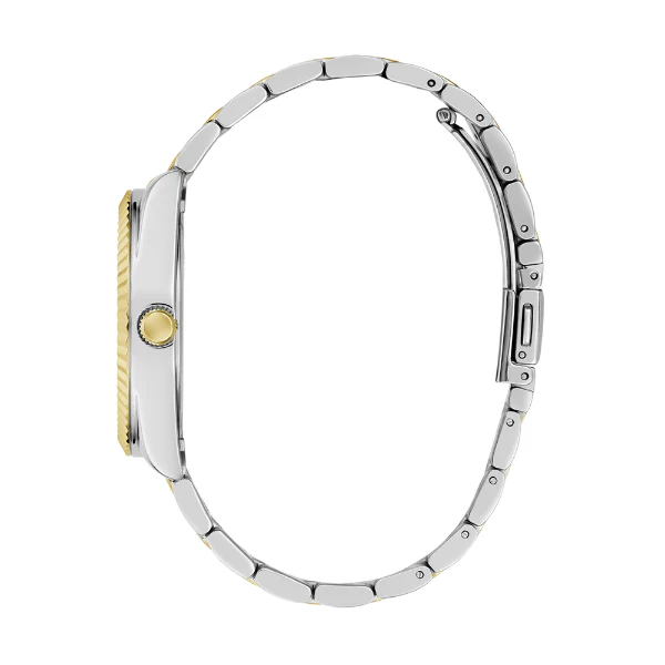 ساعة Guess Luna ثنائية اللون من الفولاذ المقاوم للصدأ، مينا فضي، كوارتز، للنساء - GW0308L6