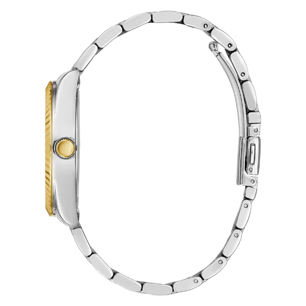 ساعة Guess Luna ثنائية اللون من الفولاذ المقاوم للصدأ، مينا أخضر، كوارتز، للنساء - GW0308L5