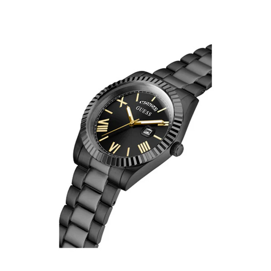 ساعة Guess Connoisseur سوداء من الفولاذ المقاوم للصدأ، مينا أسود، كوارتز للرجال - GW0265G4