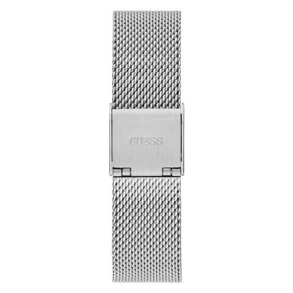 ساعة Guess النسائية ذات سوار شبكي فضي ومينا فضي وحركة كوارتز - GW0354L1