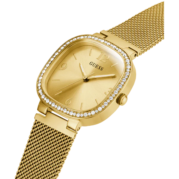 ساعة Guess النسائية ذات سوار شبكي ذهبي ومينا ذهبي وساعة كوارتز - GW0354L2