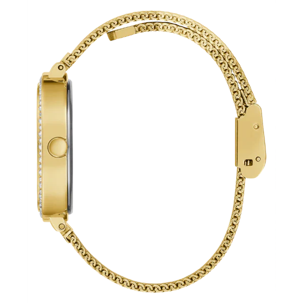 ساعة Guess النسائية ذات سوار شبكي ذهبي ومينا ذهبي وساعة كوارتز - GW0354L2