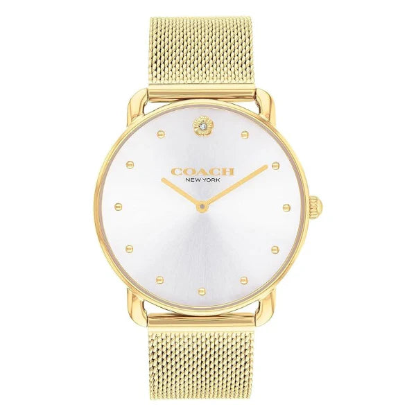 Coach Elliot Gold Mesh Bracelet Silver Dial Quartz Watch for Ladies - 14504208