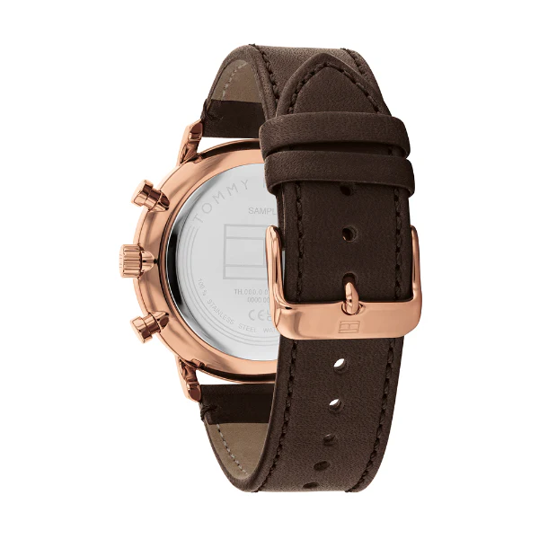 Tommy Hilfiger Legend Brown Leather Strap Black Dial Chronograph Quartz Watch for Gents - 1710566