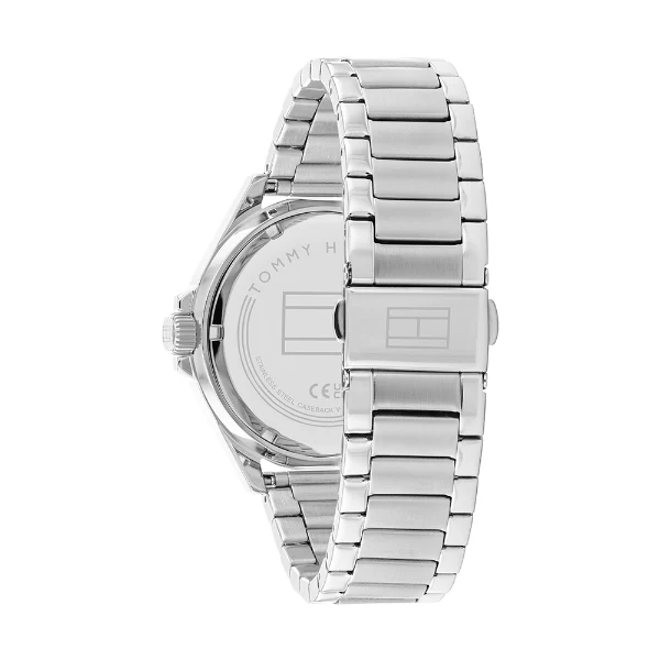 Tommy Hilfiger Logan Silver Stainless Steel Blue Dial Quartz Watch for Gents - 1792012