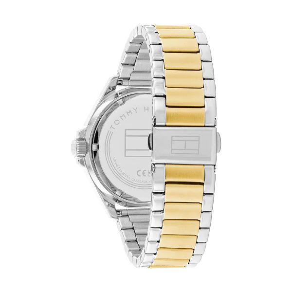 Tommy Hilfiger Logan Two-tone Stainless Steel Black Dial Quartz Watch for Gents - 1792013