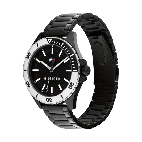 Tommy Hilfiger Logan Black Stainless Steel Black Dial Quartz Watch for Gents - 1792014