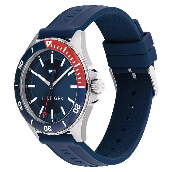 Tommy Hilfiger Logan Blue Silicone Strap Blue Dial Quartz Watch for Gents - 1792009