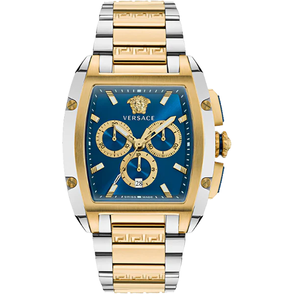 Versace Dominus Two-tone Stainless Steel Blue Dial Chronograph Quartz Watch for Gents - VE6H00723