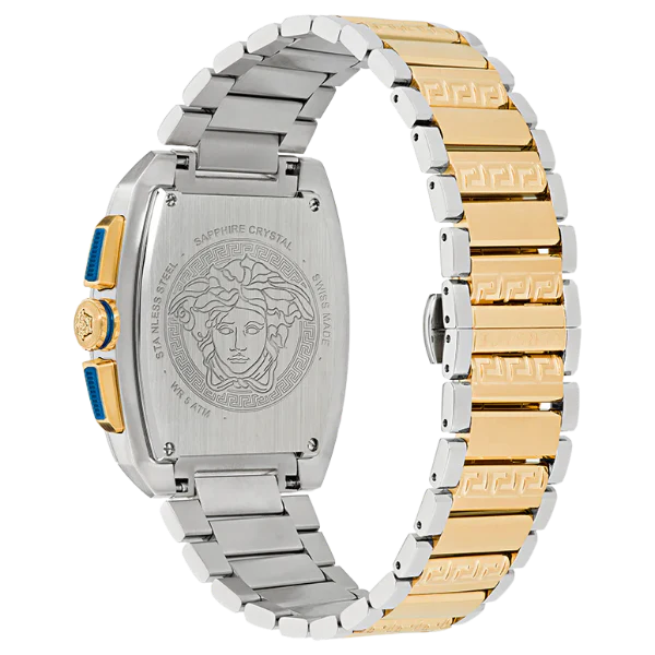 Versace Dominus Two-tone Stainless Steel Blue Dial Chronograph Quartz Watch for Gents - VE6H00723