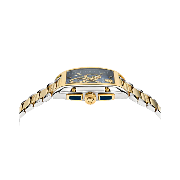 Versace Dominus Two-tone Stainless Steel Blue Dial Chronograph Quartz Watch for Gents - VE6H00723
