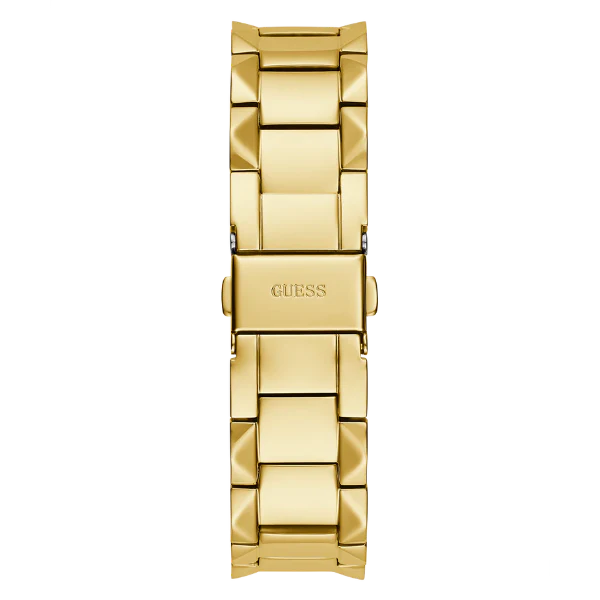 ساعة Guess Rebellious Gold المصنوعة من الفولاذ المقاوم للصدأ، ذات مينا ذهبي، تعمل بحركة كوارتز، للنساء - GW0601L1