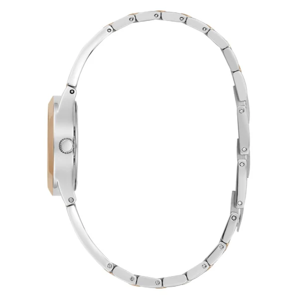 ساعة Guess Tessa ثنائية اللون من الفولاذ المقاوم للصدأ، مينا فضي، كوارتز، للنساء - GW0609L3