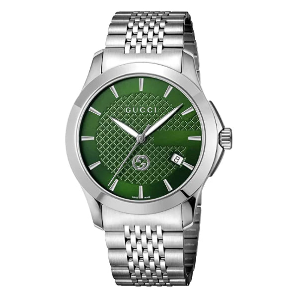 Gucci G-Timeless Silver Stainless Steel Green Dial Quartz Watch for Gents - YA1264108