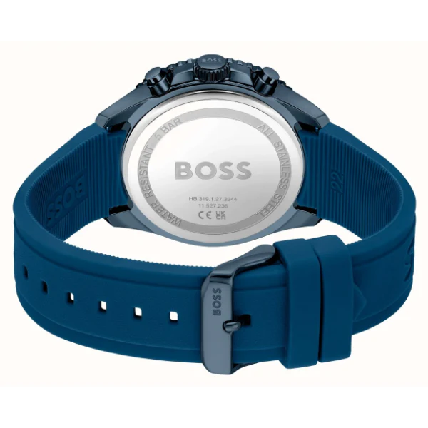 Hugo Boss Runner Navy Blue Silicone Strap Blue Dial Chronograph Quartz Watch for Gents - Boss 1514142