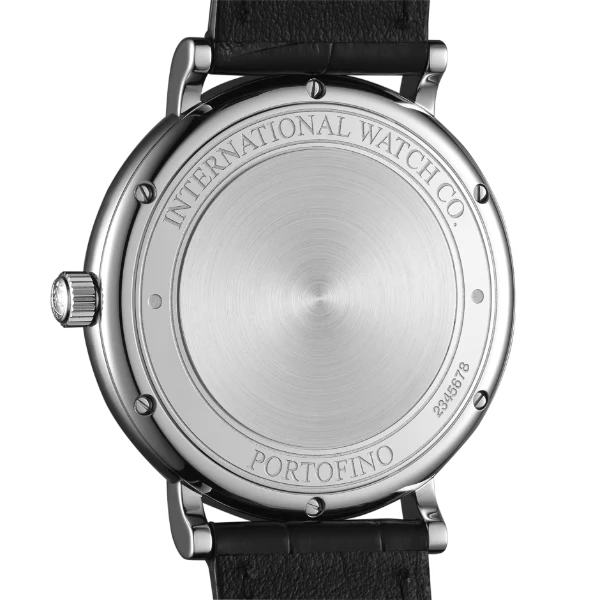 ساعة IWC Portofino أوتوماتيكية للرجال، بسوار جلدي أسود ومينا أزرق - IW356523