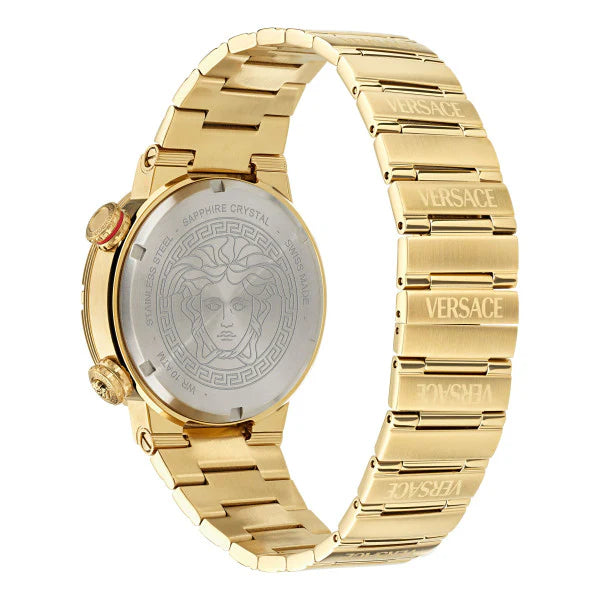 Versace Greca Logo Divers Gold Stainless Steel Black Dial Quartz Watch for Gents - VE8G00624