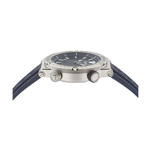Versace Greca Logo Divers Blue Silicone Strap Blue Dial Quartz Watch for Gents - VE8G00124