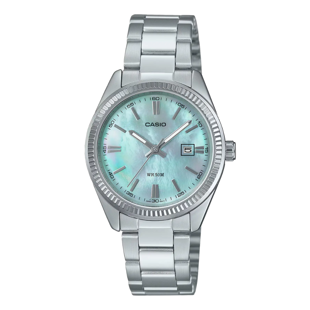 Casio Silver Stainless Steel Mother of Pearl Dial Quartz Watch for Ladies - CASIO LTP-1302DS-2AVDF