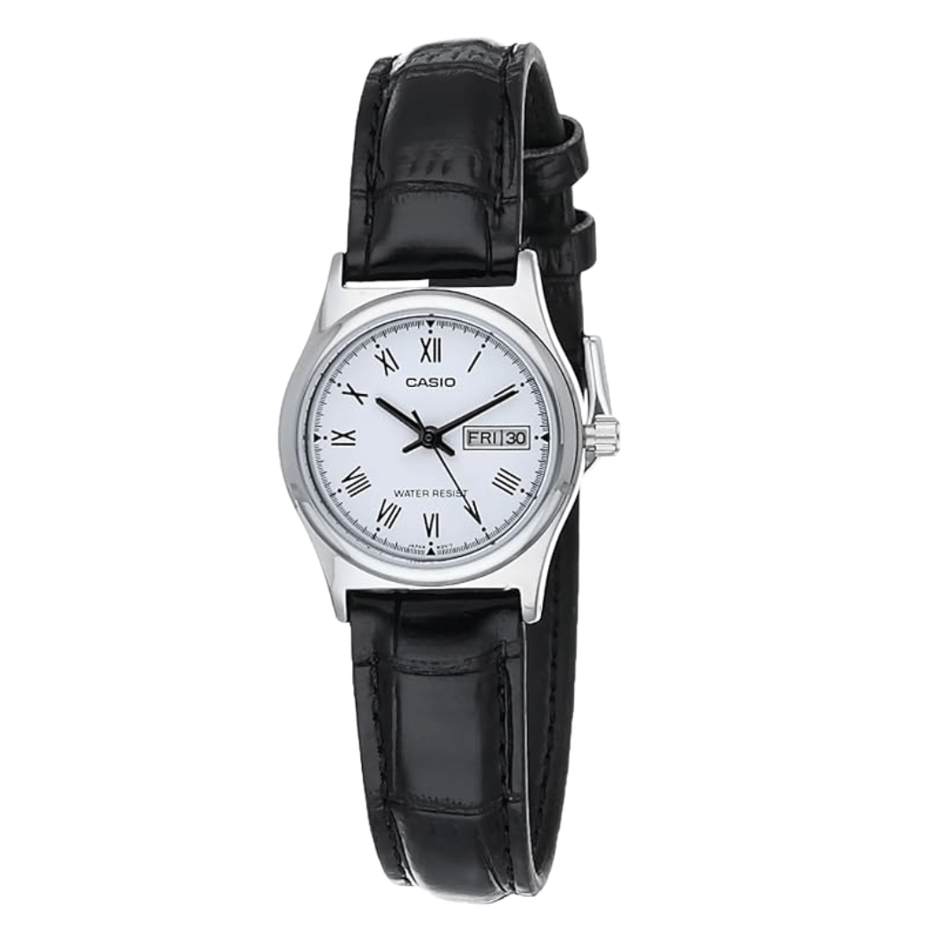 Casio Black Leather Strap Black Dial Quartz Watch for Ladies - LTP-V006L-7BUDF
