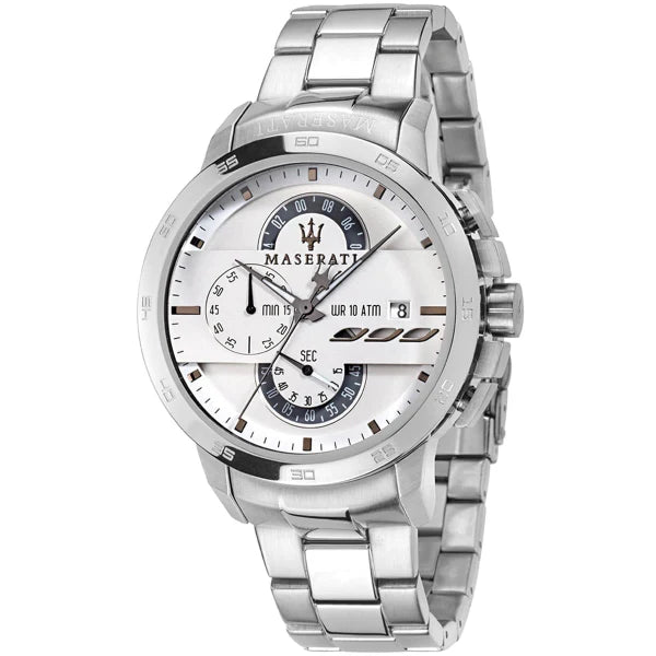 Maserati Ingengo Silver Stainless Steel White Dial Quartz Watch for Gents - R8873619004