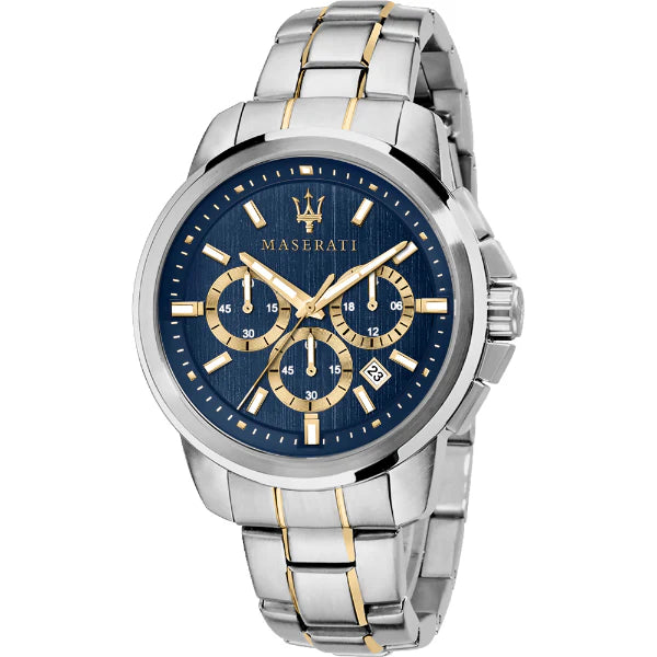 Maserati Successo Two-Tone Stainless Steel Blue Dial Quartz Watch for Gents - R8873621016