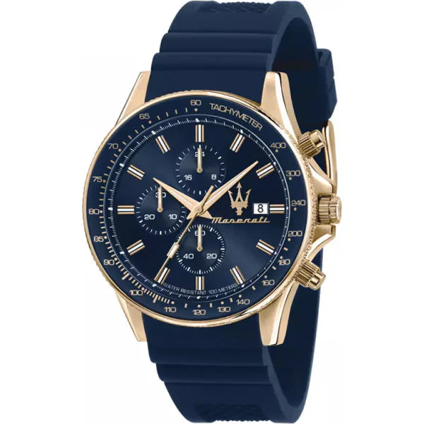 Maserati Sfida Blue Silicone Strap Blue Dial Quartz Watch for Gents - R8871640004