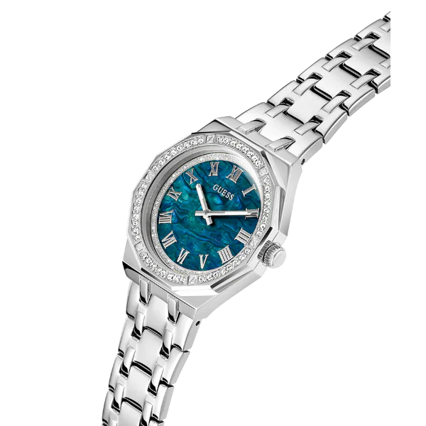 Guess Desire Silver Stainless Steel Blue Dial Quartz Watch for Ladies - GW0770L1