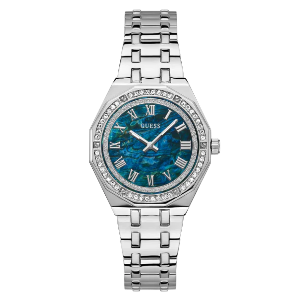 Guess Desire Silver Stainless Steel Blue Dial Quartz Watch for Ladies - GW0770L1