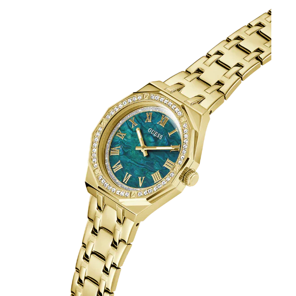 ساعة Guess Desire ذهبية اللون من الفولاذ المقاوم للصدأ، مينا أخضر، كوارتز، للنساء - GW0770L2