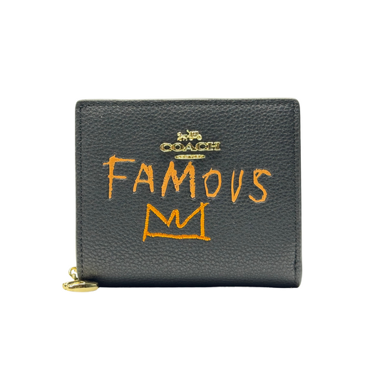 محفظة Coach x Jean-Michel Basquiat FAMOUS Snap المصنوعة من قماش Signature Canvas الأسود - C5614
