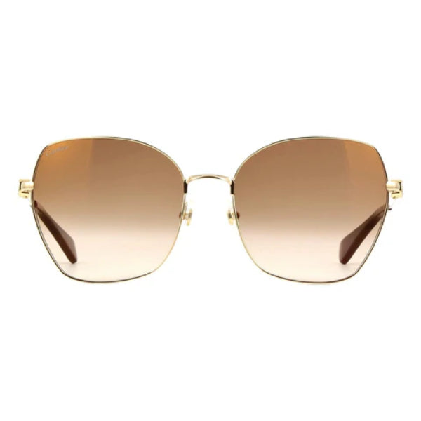 نظارات شمسية كارتييه CT0402S 002 XL باترفلاي - إطار معدني ذهبي / عدسات نايلون متدرجة اللون البني - 59 × 18 × 140 مم (الفئة 2)
